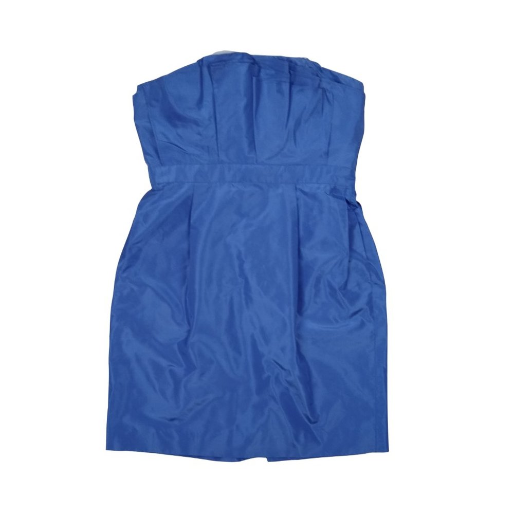 J. CREW Dress 10 Blue Silk Taffeta Strapless Party